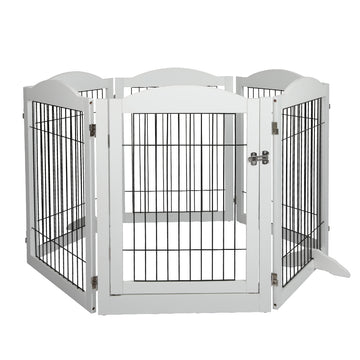 PaWz 6 Panels Pet Dog Playpen Puppy Exercise Cage Enclosure Fence Indoor White PaWz